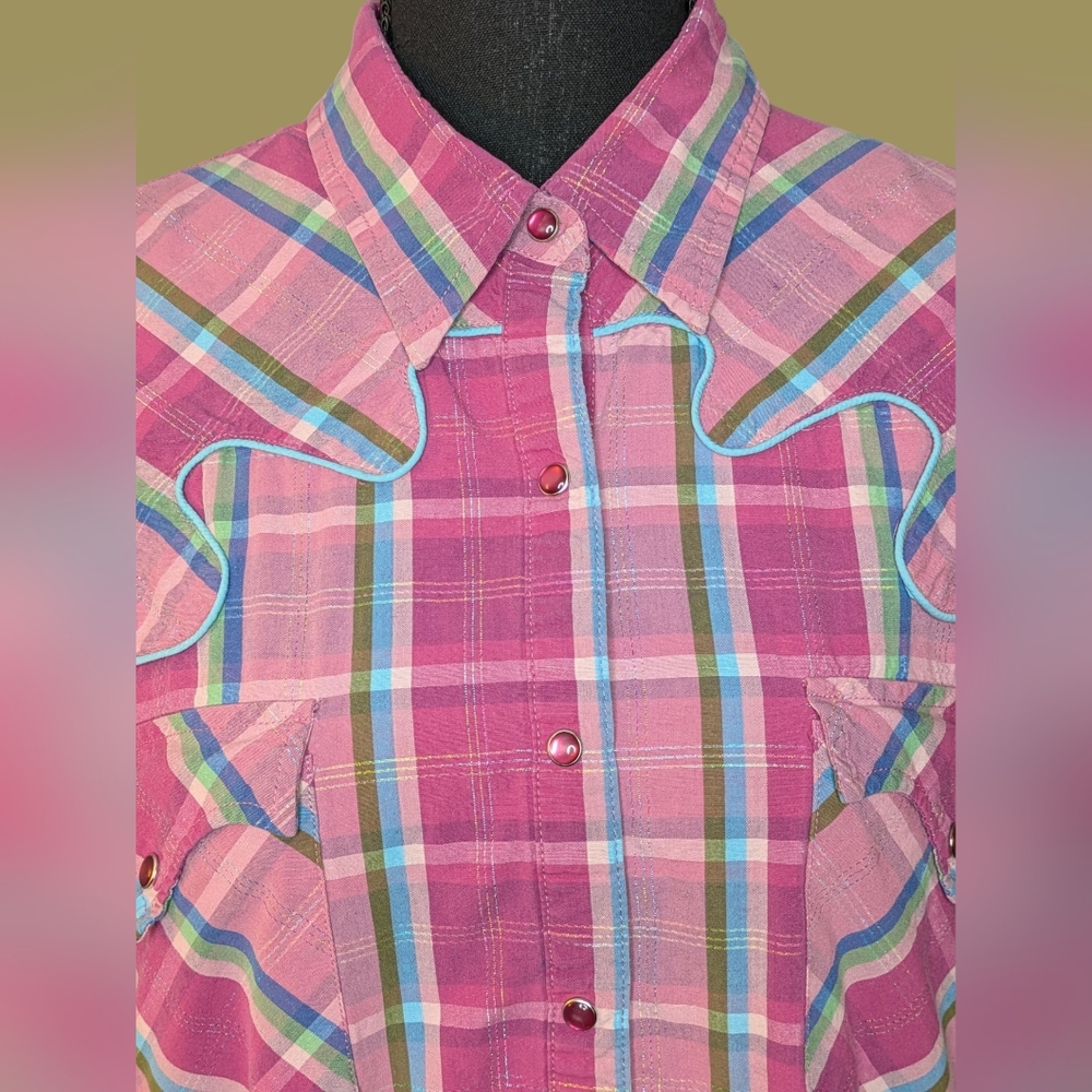 EUC Y2K Pink Roper Western Button Down